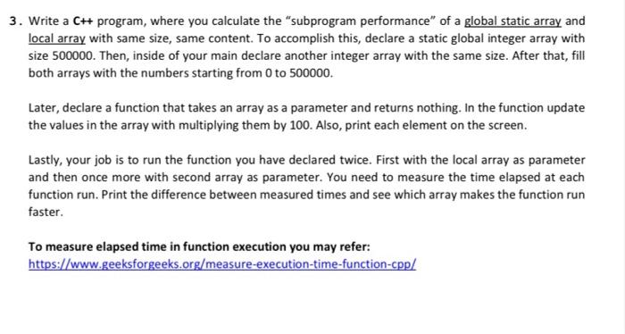  Write a C++ program, where you calculate the "subprogram performance" of