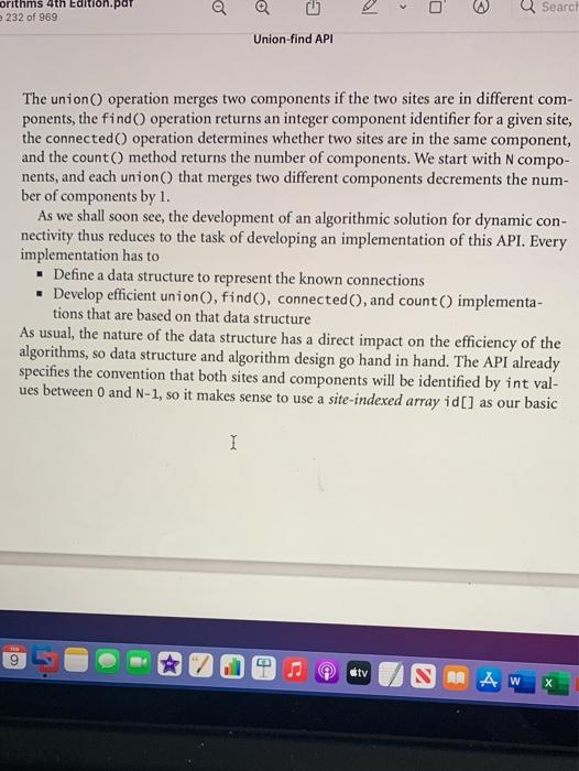 source file UnionFind.java to (as far as possible) express the API on