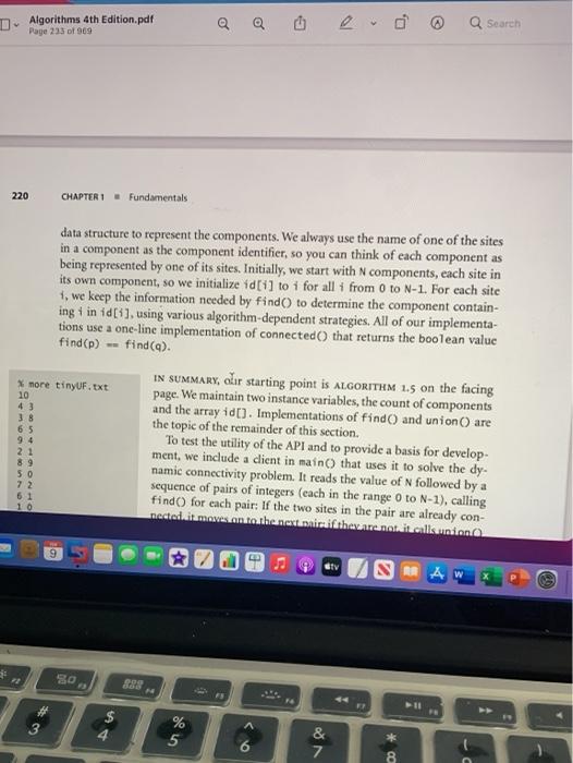 page 219, the union-find API. Also rewrite just the first line of