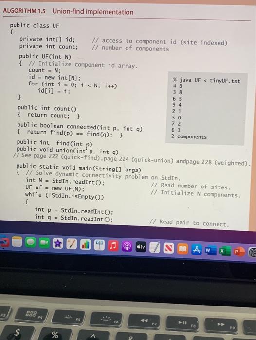UF.java to assert that class UF implements this interface. What methods/constructors of