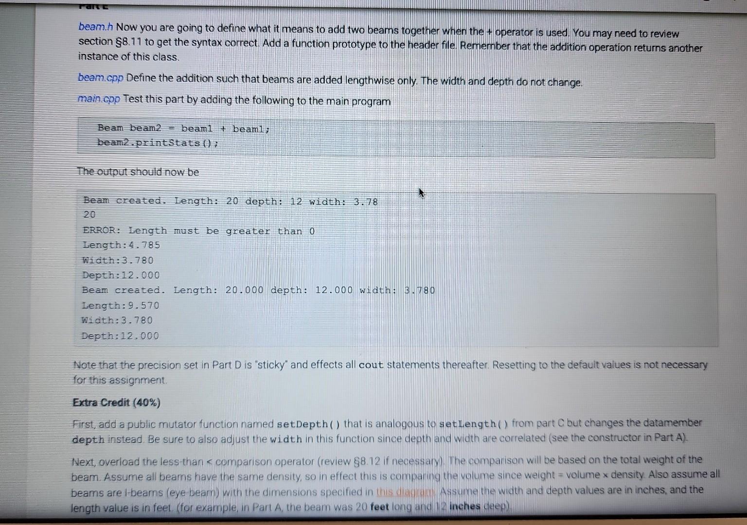 definition for an object that represents a structural beam. This beam will