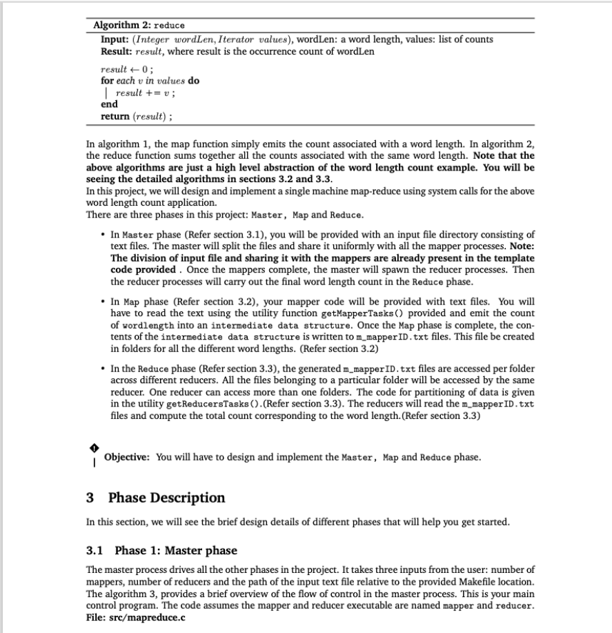 processing on large datasets using two functions: map and reduce. It allows