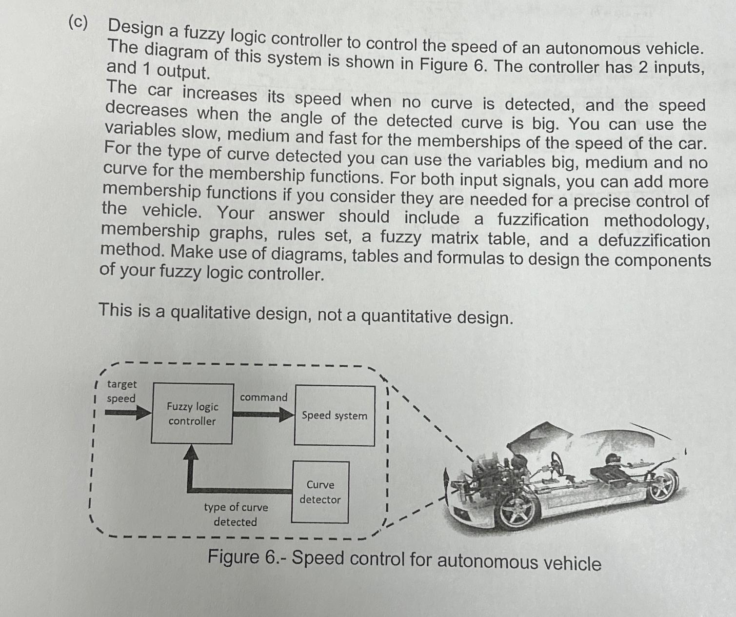  (c) Design a fuzzy logic controller to control the speed of