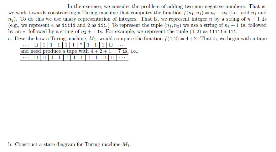 In the exercise, we consider the problem of adding two non-negative