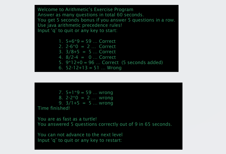 methods dont use array (very important)initial time by onnly using currentTimeMillis(); please