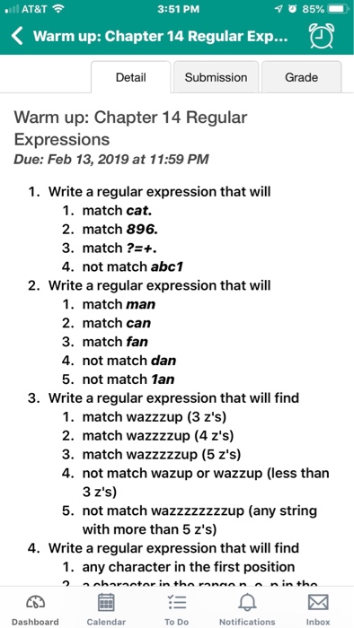  Java II 11 AT&T 3:51 PM warmup: Chapter 14 Regular Exp