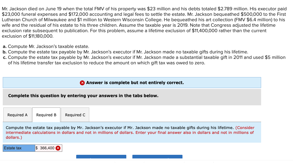 Mr. Jackson died on June 19 when the total FMV of