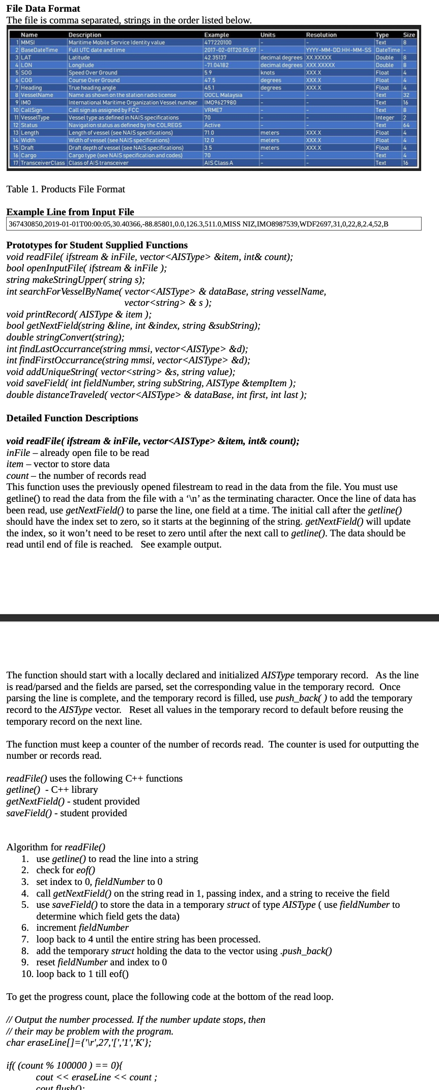 the file. Read in data from the file into the vector database.