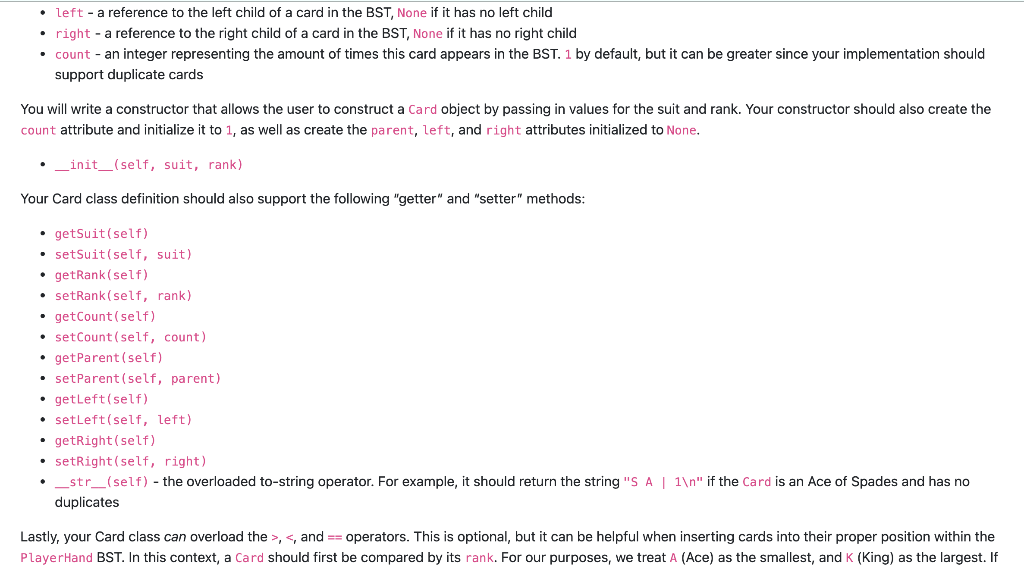 Card.py - Defines a Card class. For simplicity, this class will assume