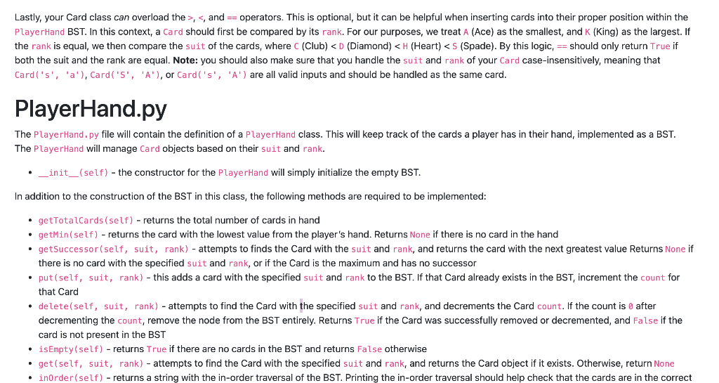 all Cards have a suit and a rank PlayerHand.py - Defines a