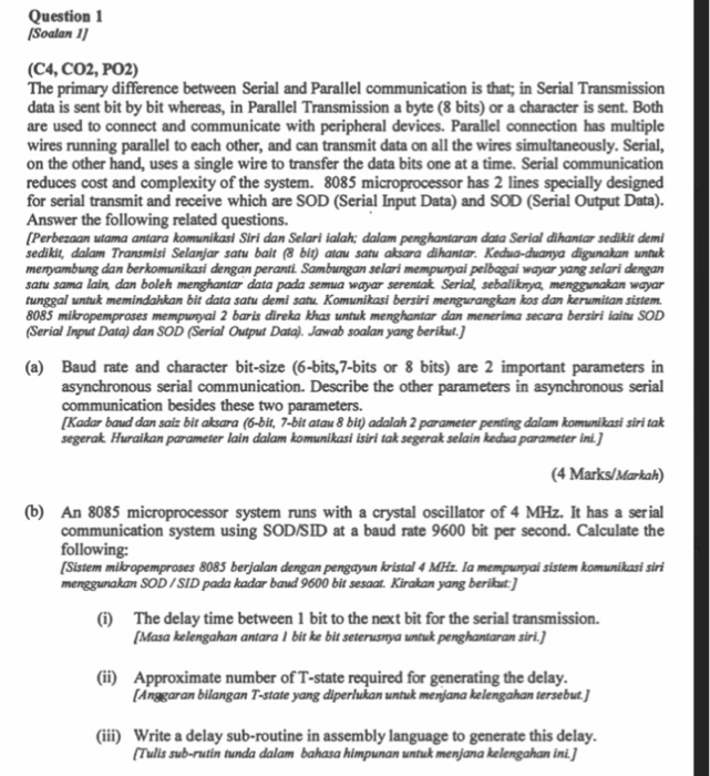  Question 1 |Soalan 1] (C4, CO2, PO2) The primary difference between