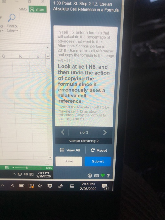  1.00 Point: XL Step 2.1.2: Use an Absolute Cell Reference in