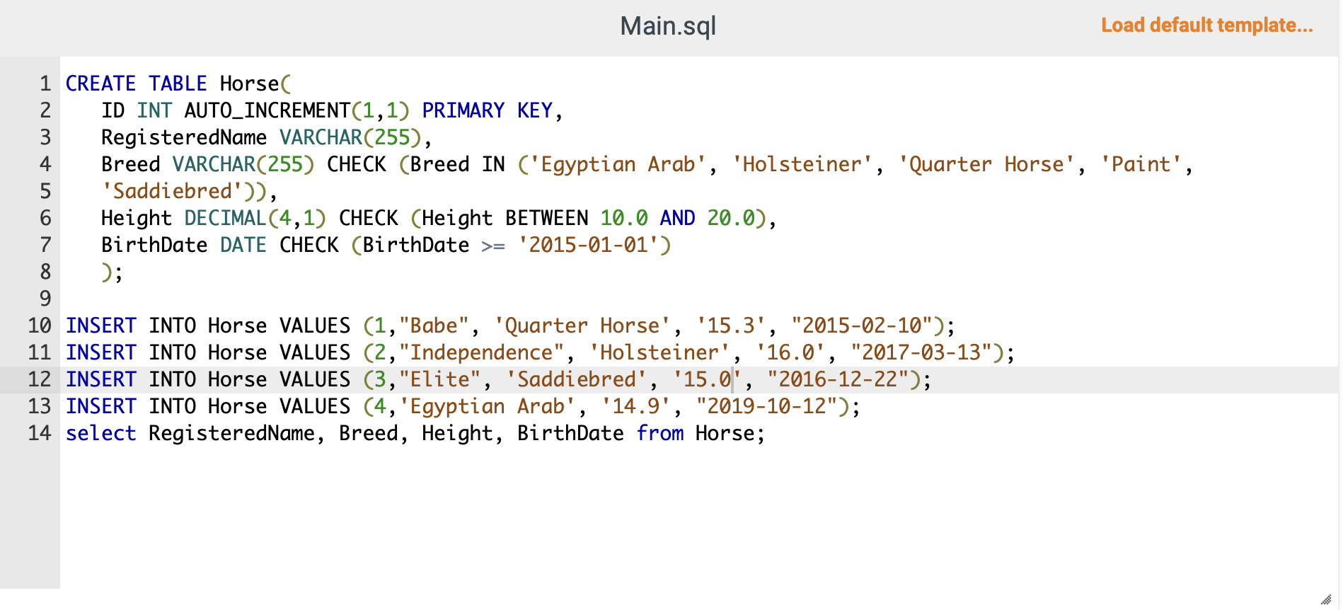 has the following columns: - ID - integer, auto increment, primary key