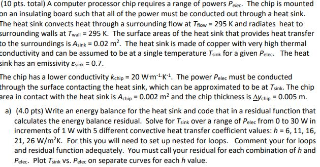  (10 pts. total) A computer processor chip requires a range of