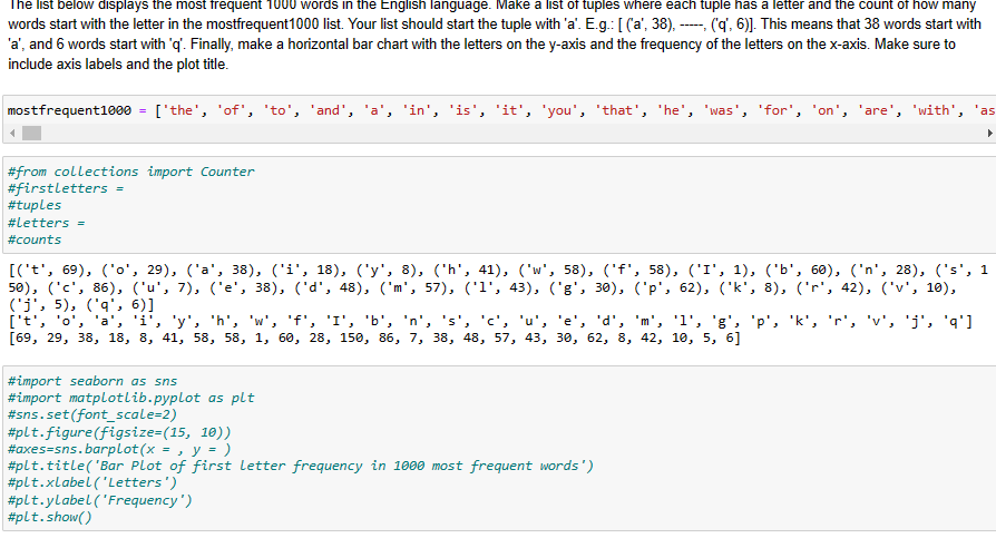 python The list below displays the most frequent 1000 words in the