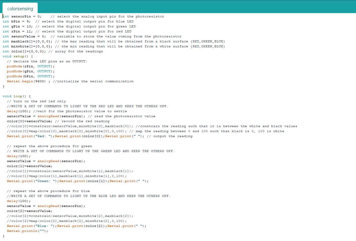 analog input pin for the photoresistor int bPin = 9; // select