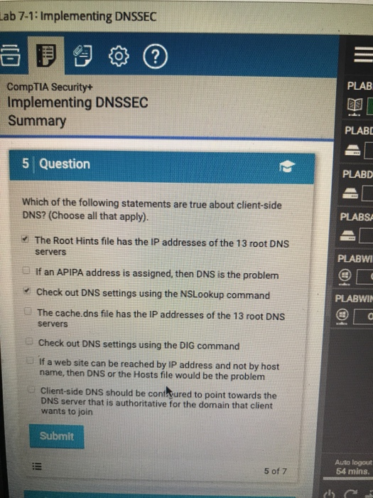  Lab 7-1: Implementing DNSSEC PLAB CompTIA Security+ Implementing DNSSEC Summary PLABD