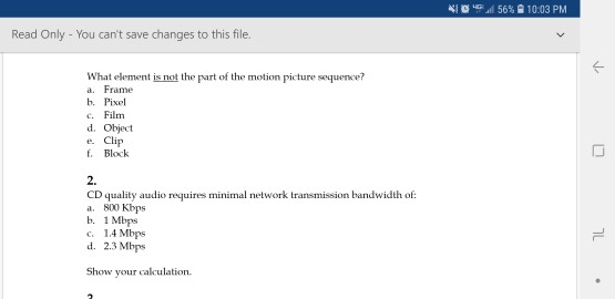  56% 10:03 PM Read Only - You can't save changes to