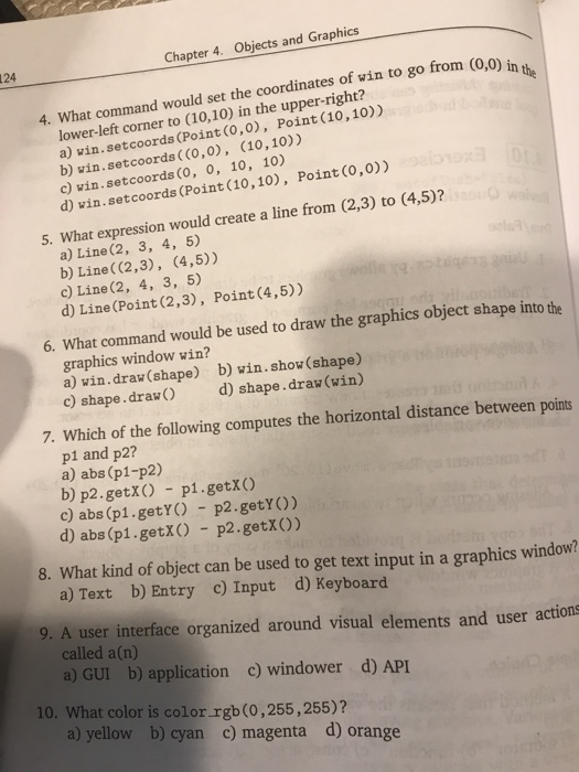  Chapter 4. Objects and Graphics 124 from (0,0) in 4. What