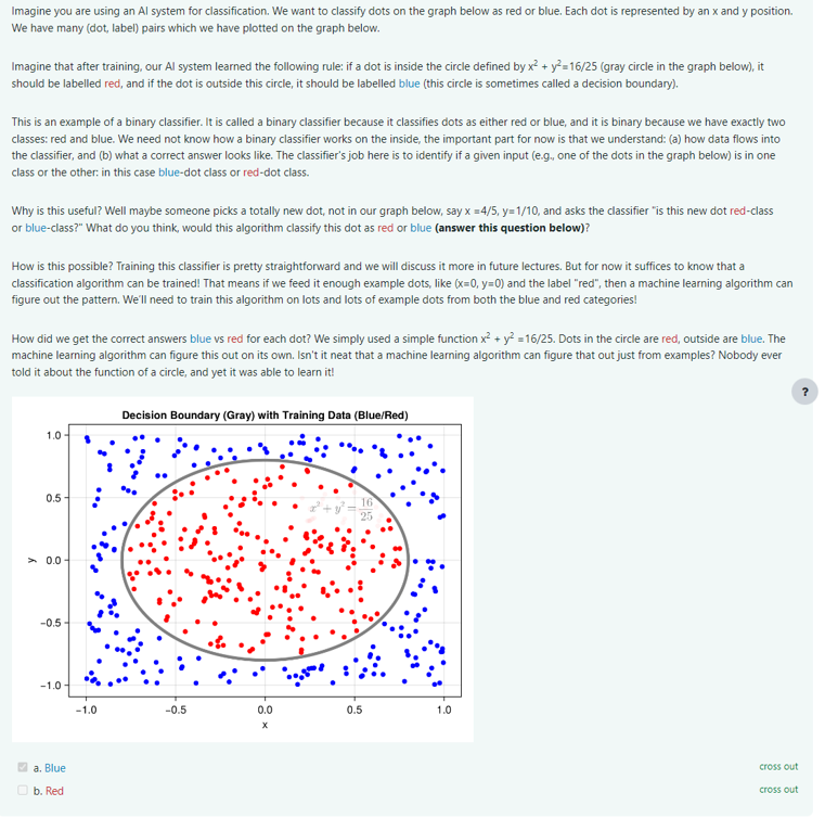  Imagine you are using an Al system for classification. We want