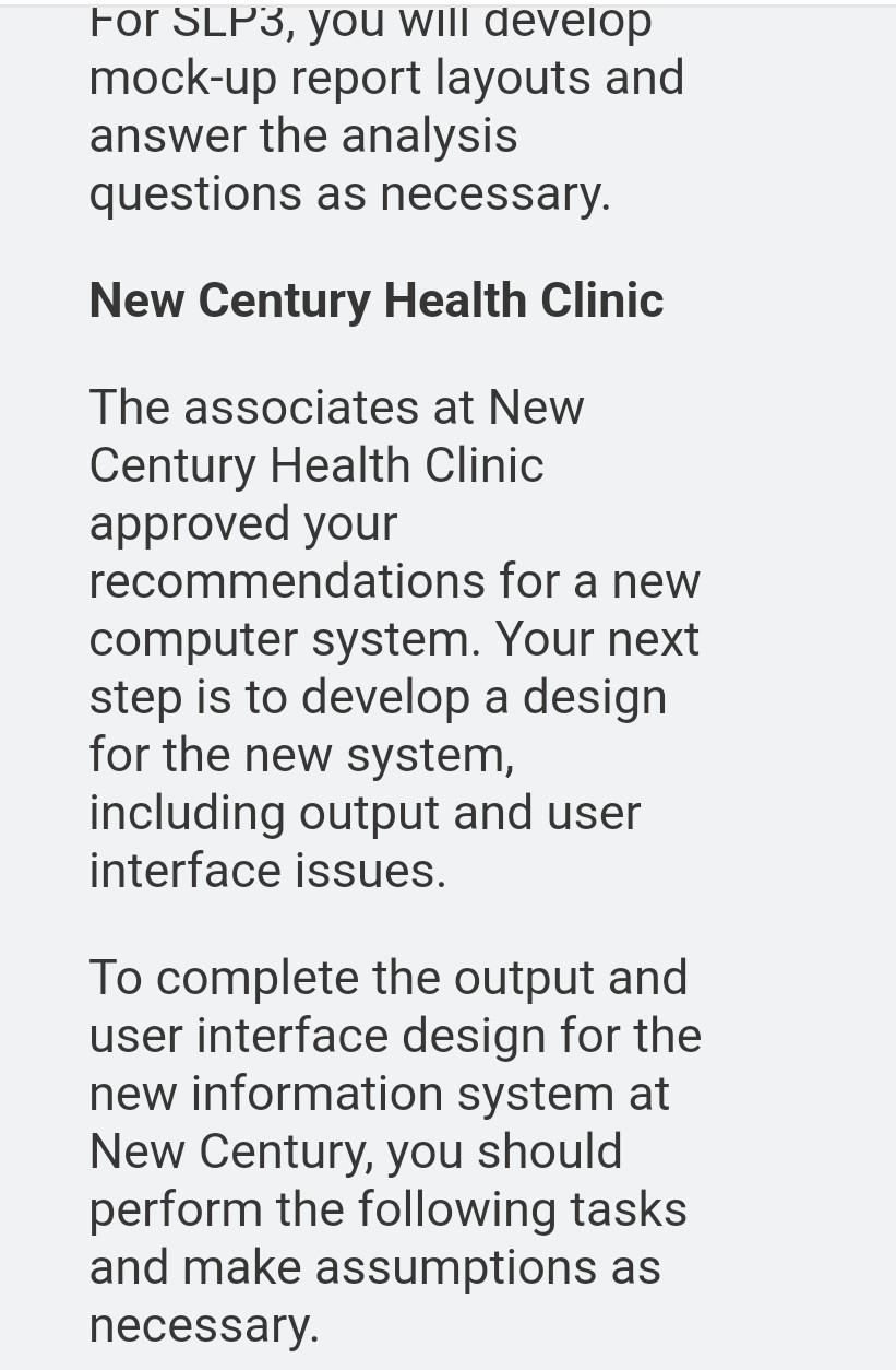  ror SLLF3, you will develop mock-up report layouts and answer the