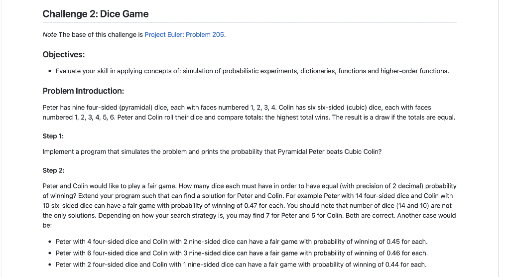 # This code template is created for Challenge 2: Dice Game. #