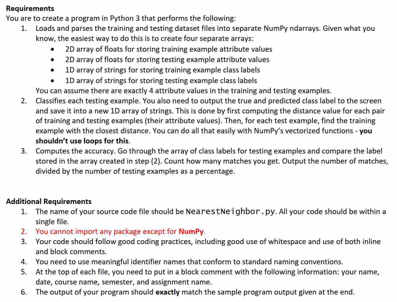 need the python source code... not java Use the training data and