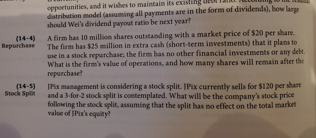 Residual Distribution Model EASY PROBLEMS 1-5 Puckett Products is planning for $5