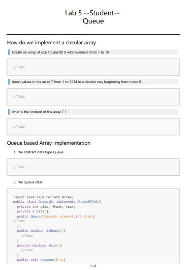  Lab 5 --Student- Queue How do we implement a circular array