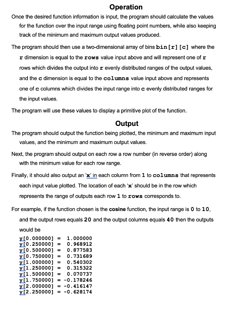 choose a function and plots a primitive graph of that function. The