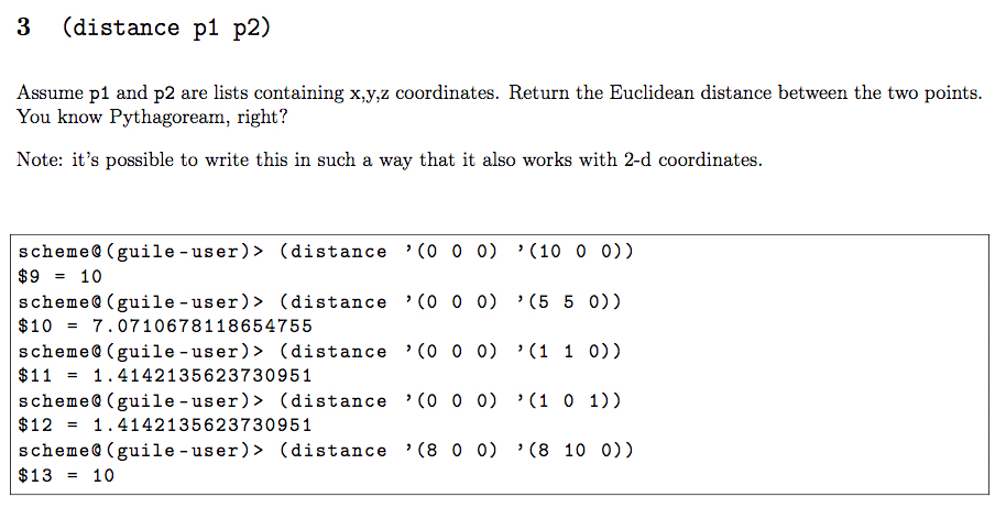Write the following in Ruby code NOT scheme 3 (distance pi p2)