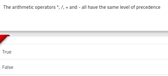  Visual Basic Question The arithmetic operators *, /,+ and - all