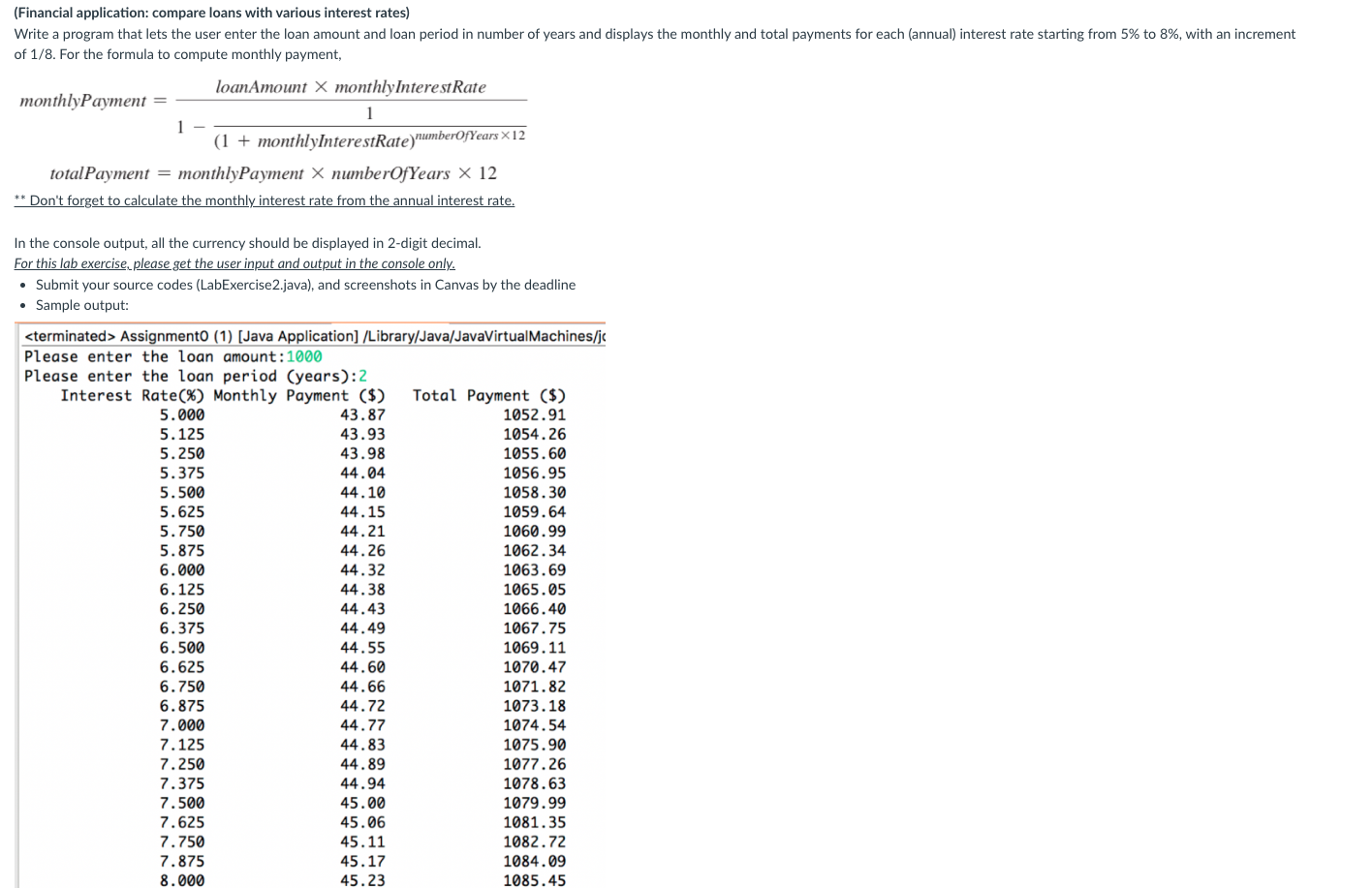  (Financial application: compare loans with various interest rates) of 18. For