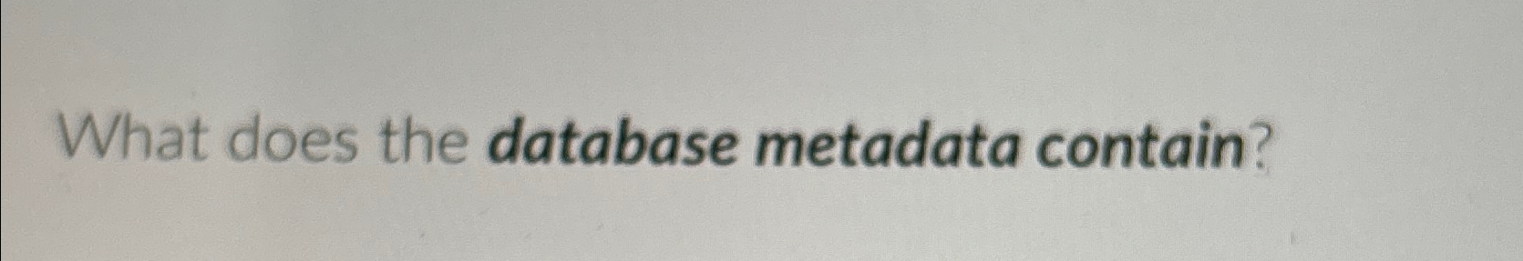  What does the database metadata contain? 
