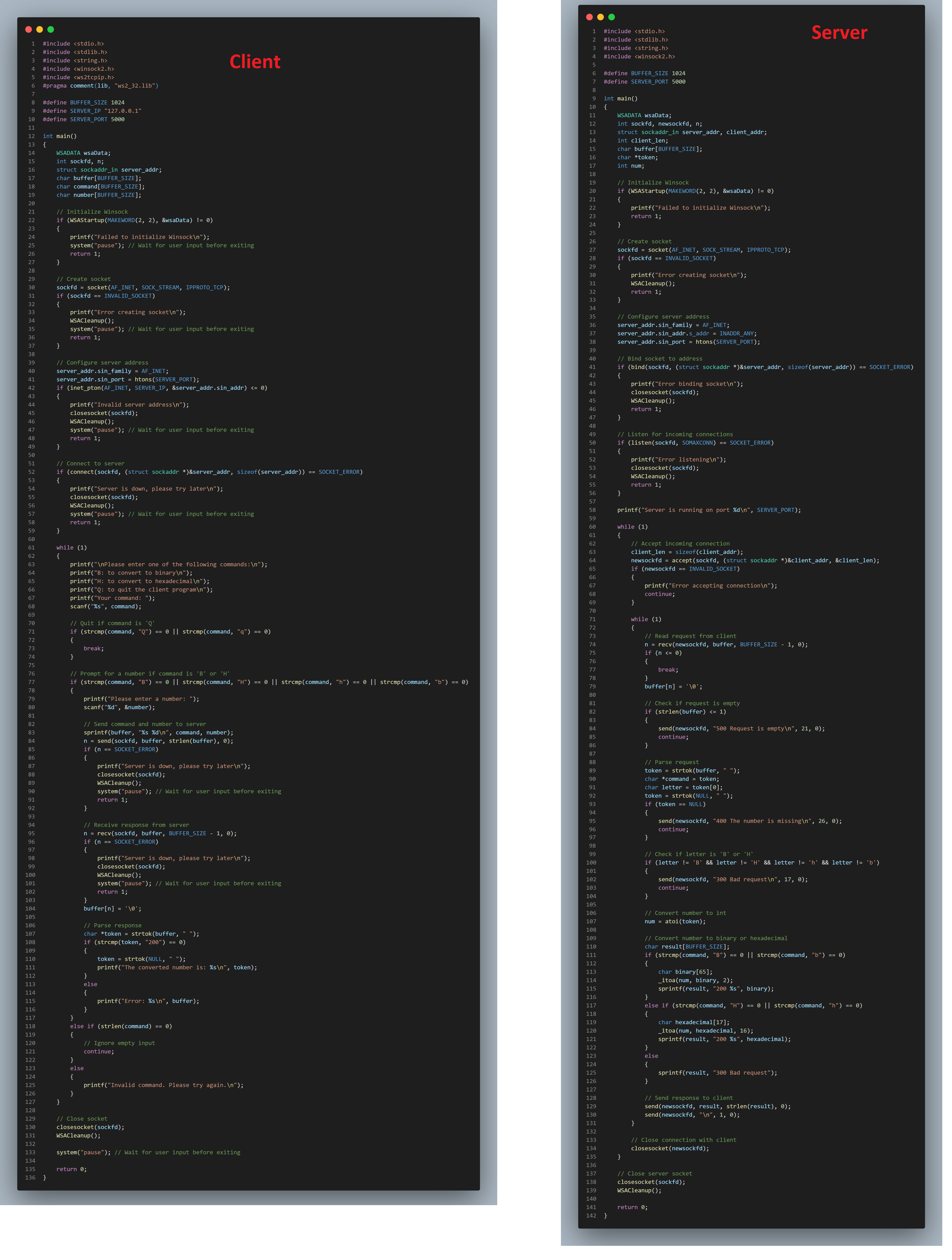  So I have this client and server code, and basically the