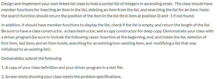 on C++ please Design and implement your own linked list class to