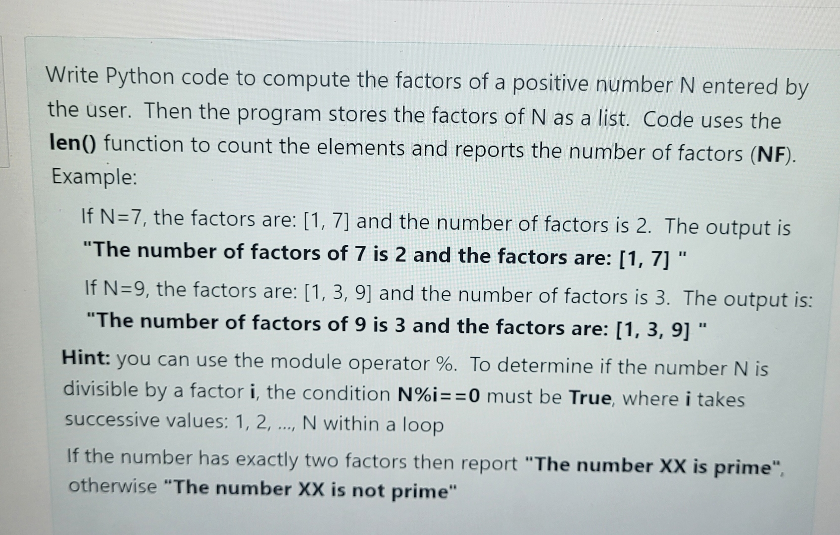  Write Python code to compute the factors of a positive number