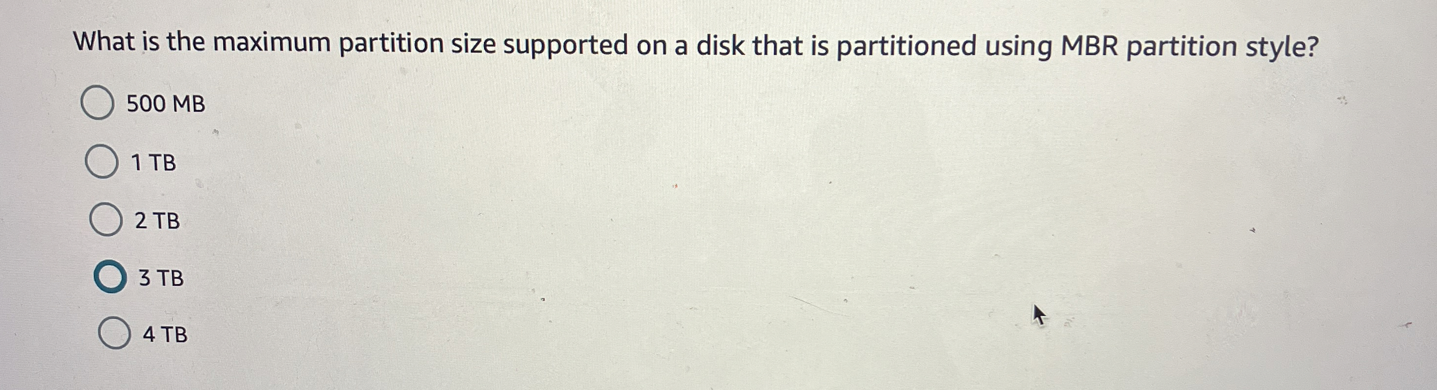  What is the maximum partition size supported on a disk that