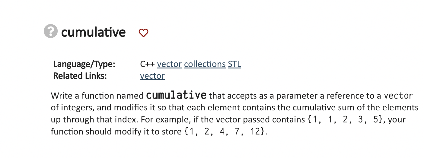 MAKE SURE ITS WRITEN WITH C++ PLEASE Write a function named cumulati