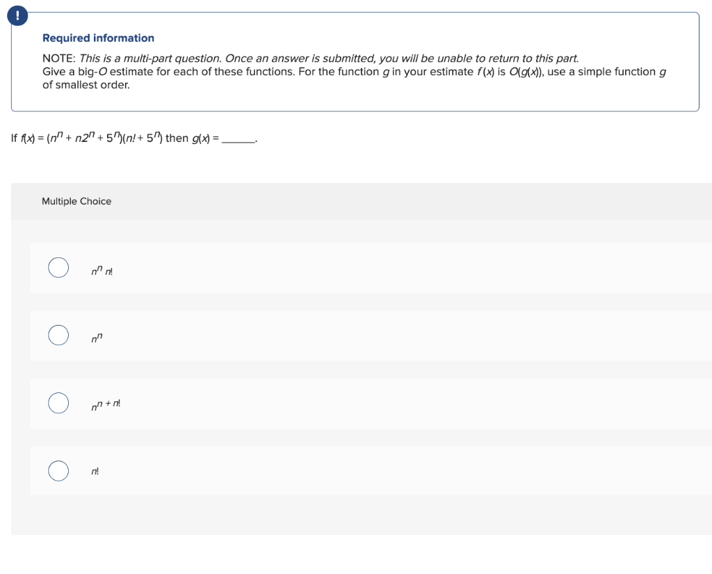 discrete math Required information NOTE: This is a multi-part question. Once an