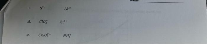 write the formula of the ionic compound formed by each pair of