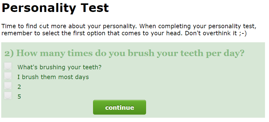 least three questions, one question per page. Here is an example of