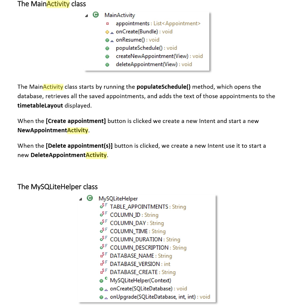 simple SQLite database) about what classes / labs you have on that