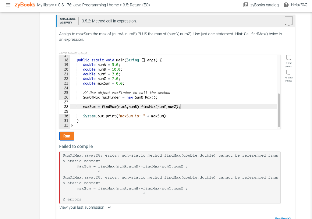  PLEASE HELP ME FIX THIS MISTAKE IN JAVA CIS 176: Java