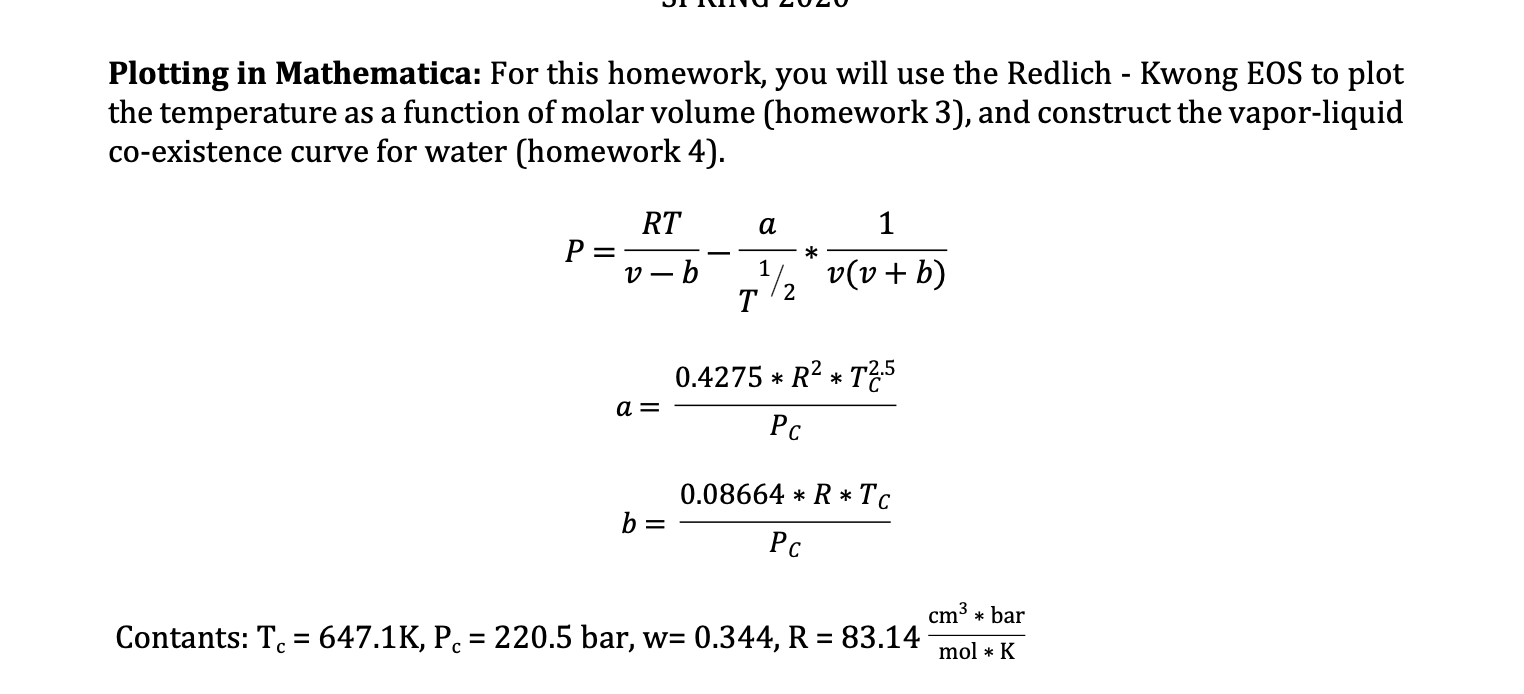 - Kwong equation of state, determine the saturation temperature, liquid volume, and