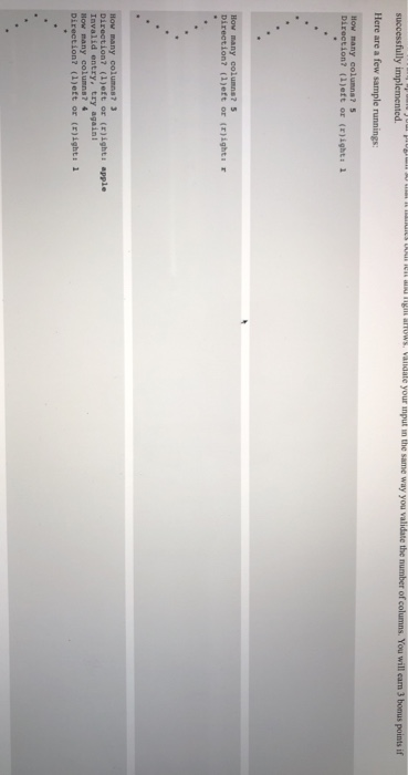 user for a number of columns, and them prints the patter as