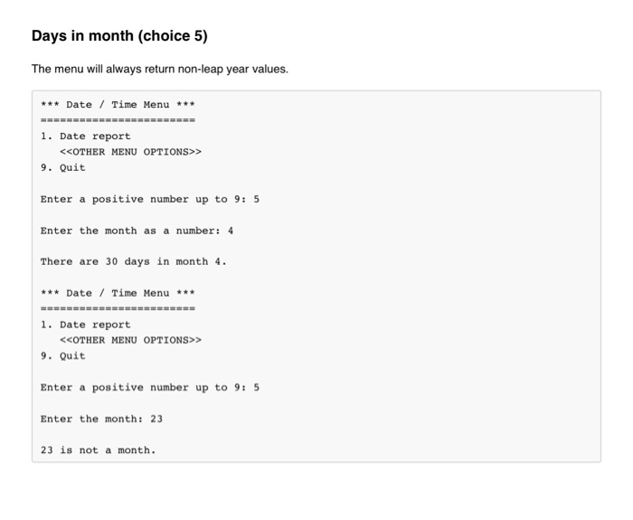 the year. Return if the date is not valid. 3. public static