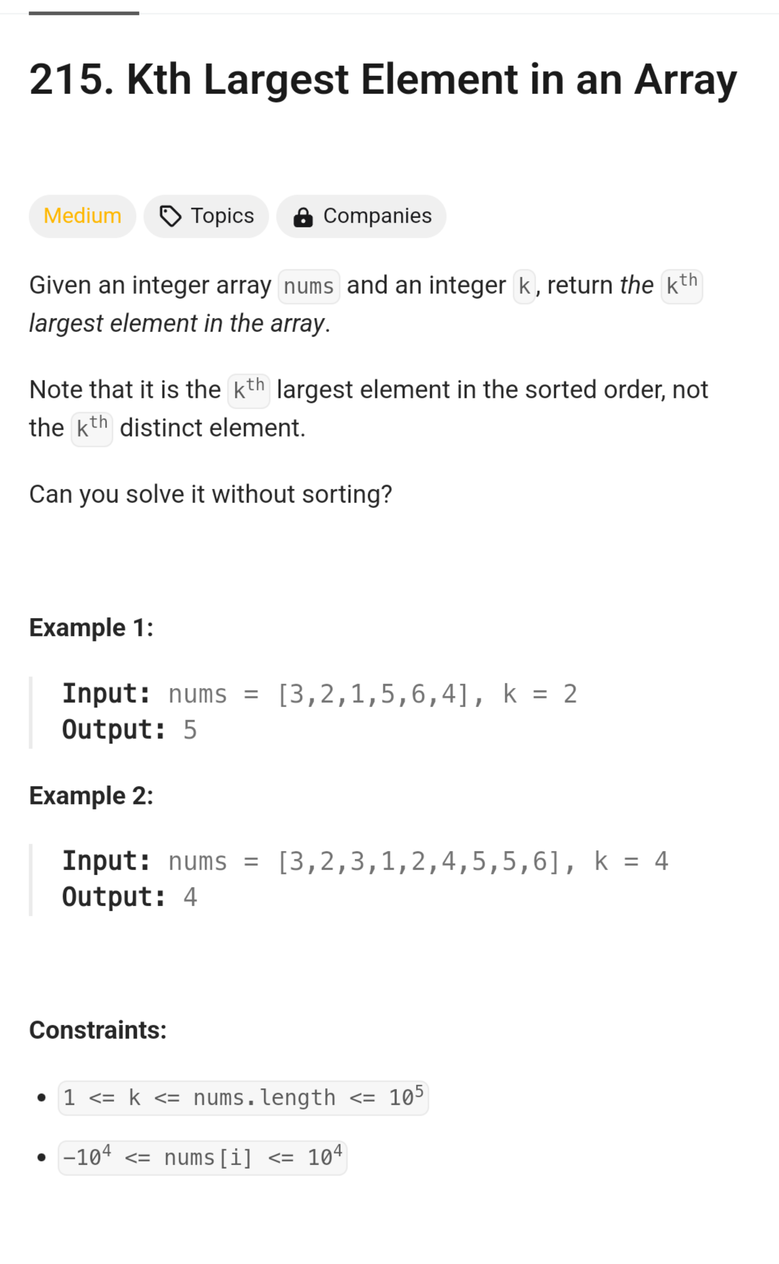  Given an integer array nums and an integer k , return