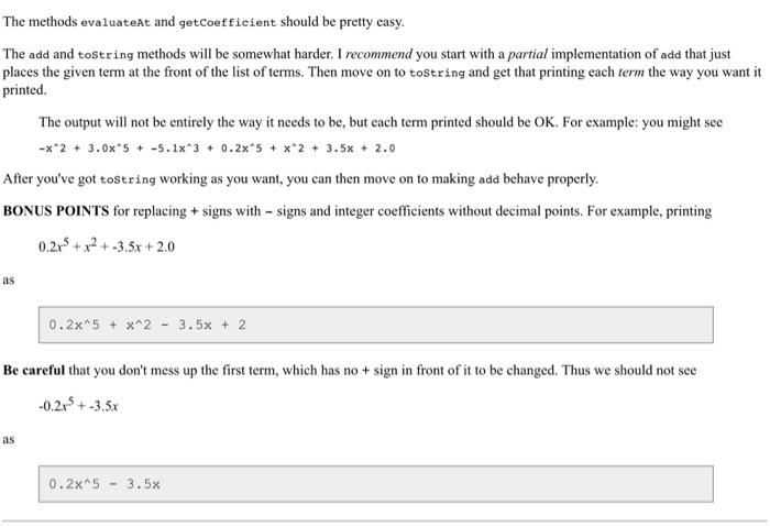 Using Linked Structures) Summary Implement the Polynomial interface using a private linked