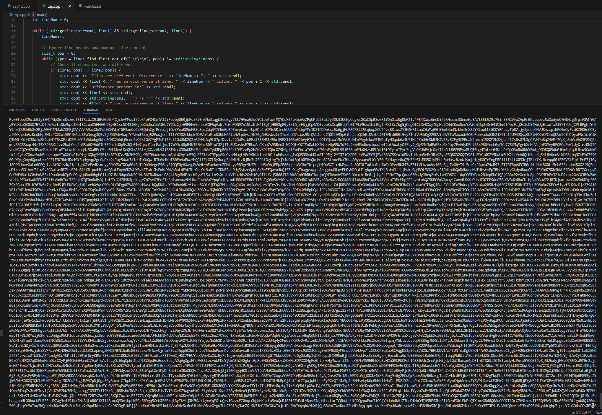  Can you help with building a C++ program for file comparison.